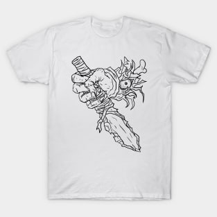 Scary Hands Monster Horror Black Lineart T-Shirt